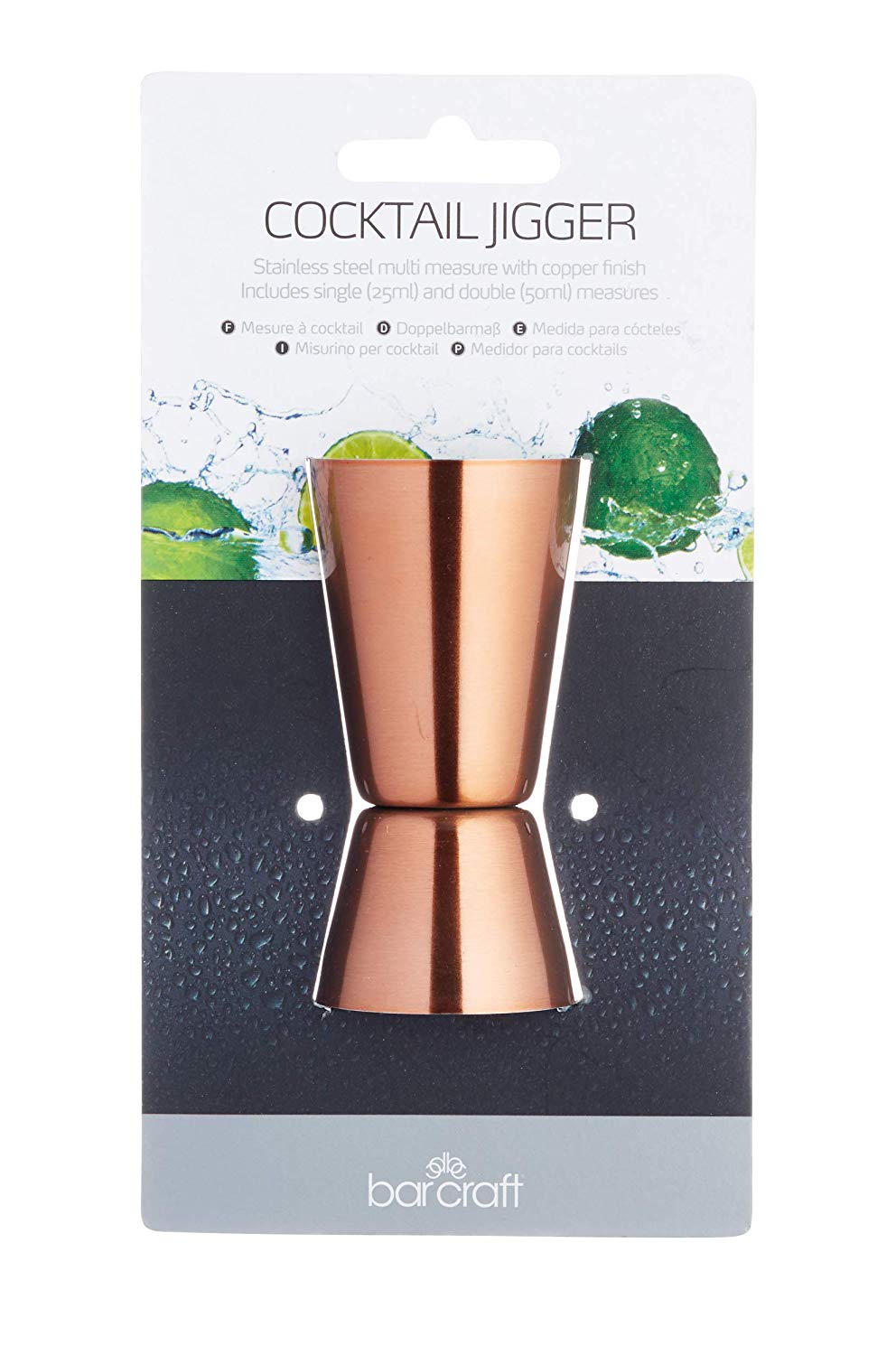 BarCraft Dual Cocktail Jigger and Spirit Measure, Stainless Steep with Copper Finish, 25ml and 50ml measures, Cooper - Image 4