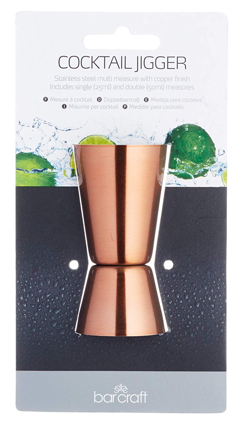 BarCraft Dual Cocktail Jigger and Spirit Measure, Stainless Steep with Copper Finish, 25ml and 50ml measures, Cooper - Image 2