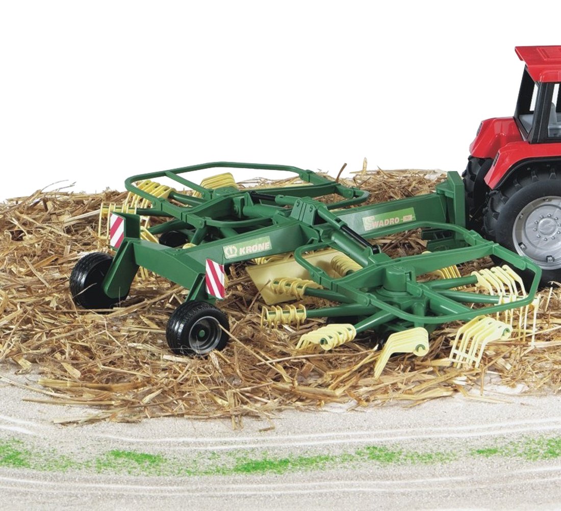 Bruder Krone Dual Rotary Lateral Swather - 1:16 Scale Farm Attachment with Rotating Side Rakes & Adjustable Arms - Image 2