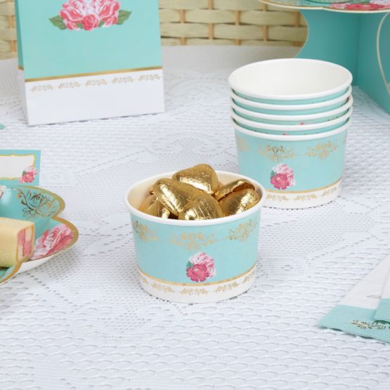Neviti Eternal Rose Tea Party Treat Tubs, Turquoise, Pack of 8 - Image 2