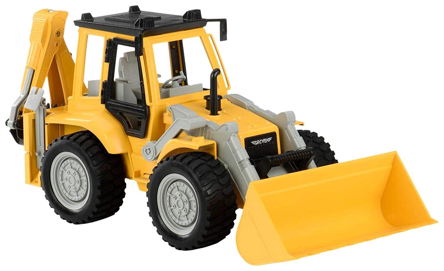Driven by Battat, Large 17 Inch Backhoe Loader Toy for Kids, Front Loader & Rear Excavator Arm