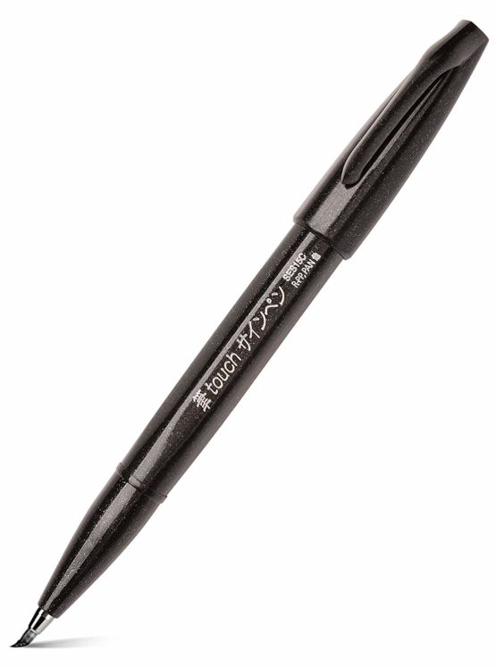 Pentel Brush Sign Pen SES15C-12, Fibre-Tip Pen, Brush-Like Tip 3 Black - Image 3