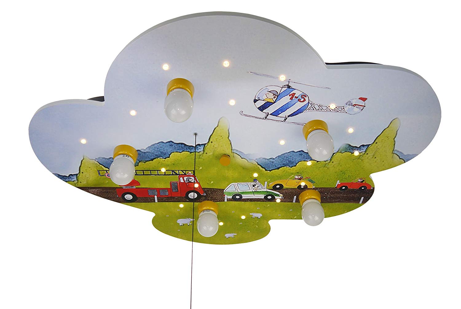 Niermann Standby Niermann Standby671 Cloud Cars Wood Ceiling Light, Multi-coloured, 74 x 57 x 7 cm - Image 2