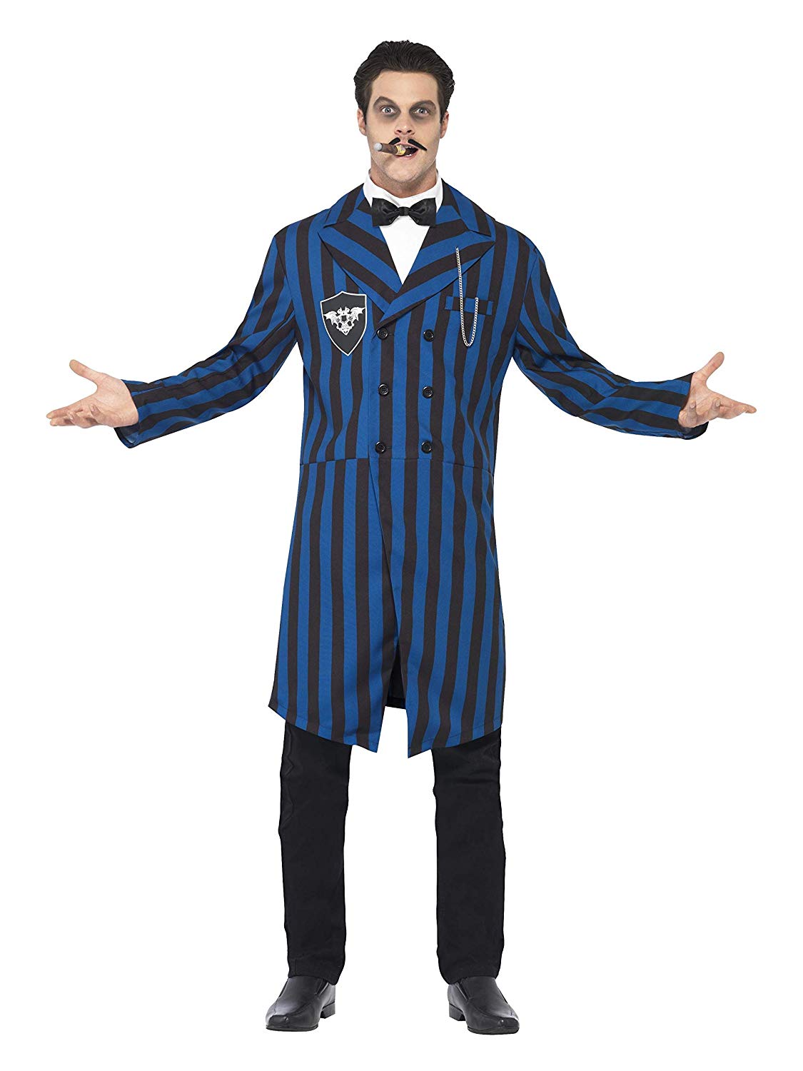 Smiffys Duke of the Manor Costume, Blue with Jacket, Mock Shirt & Bow Tie, Halloween Adult Fancy Dress, Vampire Dress Up Costumes