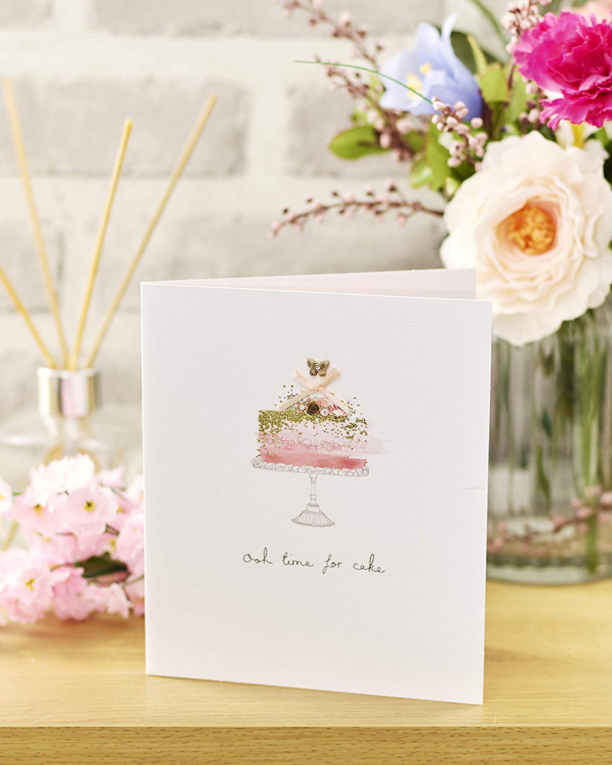 UK Greetings Birthday Card for Her/Female/Friend with Envelope - Pretty Cake Design, Pink, 137mm x 159mm - Image 4