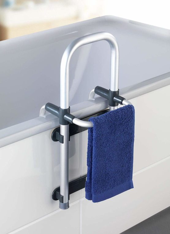 Wenko 81101500 Bathtub Access Secura Silver-Anthracite-Adjustable, 120 kg Load-Bearing Capacity, Metal, 24.5 x 52.5 x 23 cm, Aluminium - Image 2