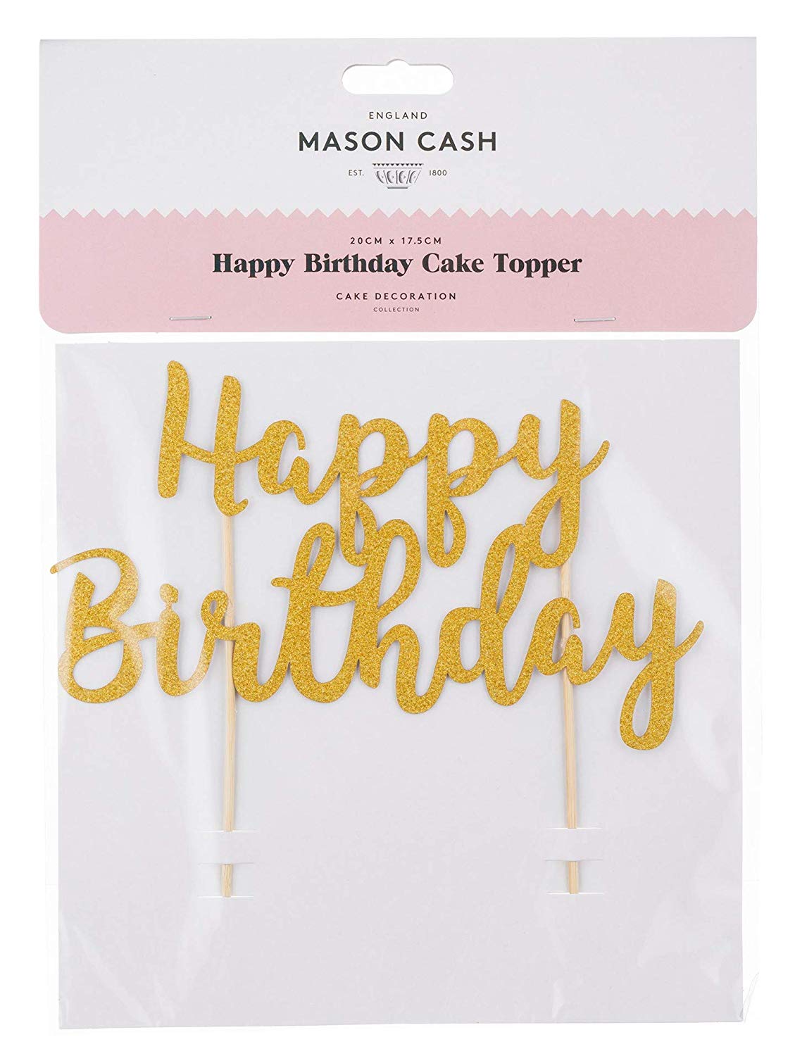 Mason Cash Happy Birthday Cake Topper - Reusable Acrylic Cake Decoration, Gold, 30 x 21 cm - Image 4