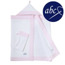 Nordic Coast Baby Hooded Bath Towel with Face Cloth, White/Beige