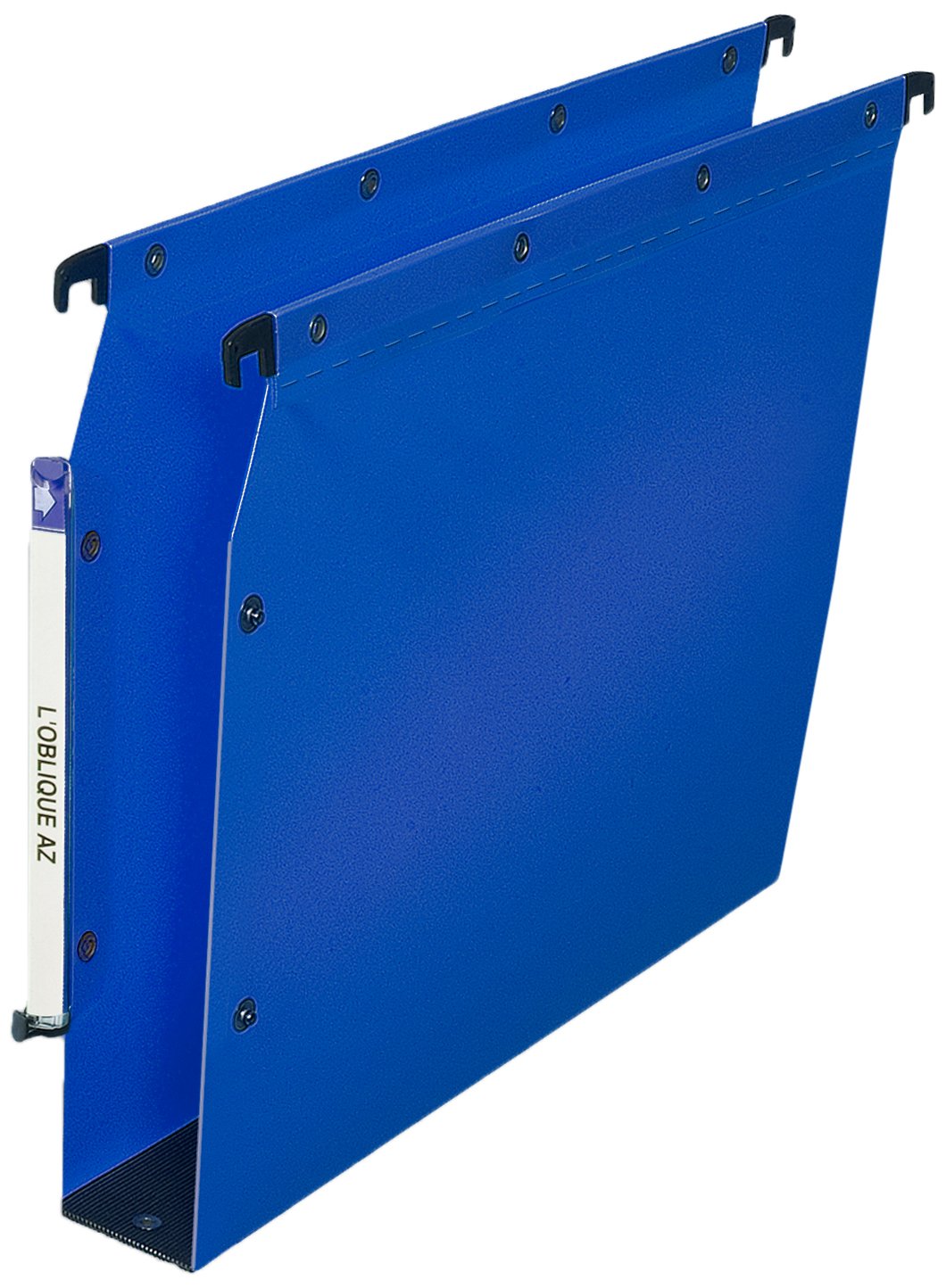 L'Oblique AZ Hanging Folders Pack of 10 Polypropylene for Ultimate Cabinet 50 Blue, 50 mm base