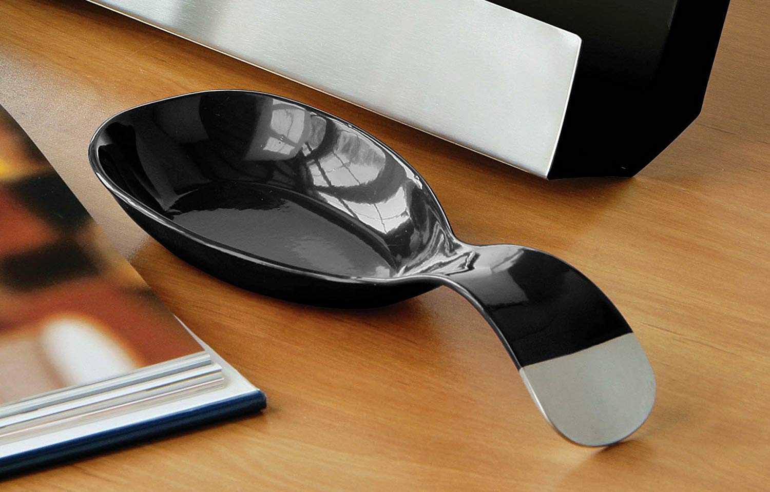 Premier Housewares 508834 Spoon Rest - Black H4 x W18 x D20cm, Black Matt, 7.3cm x 19.4cm x 2cm - Image 2