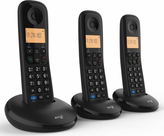 BT Everyday Cordless Home Phone with Basic Call Blocking, Trio Handset Pack