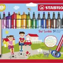 Felt Tip Pen - STABILO Trio Scribbi Wallet of 14 Assorted Colours