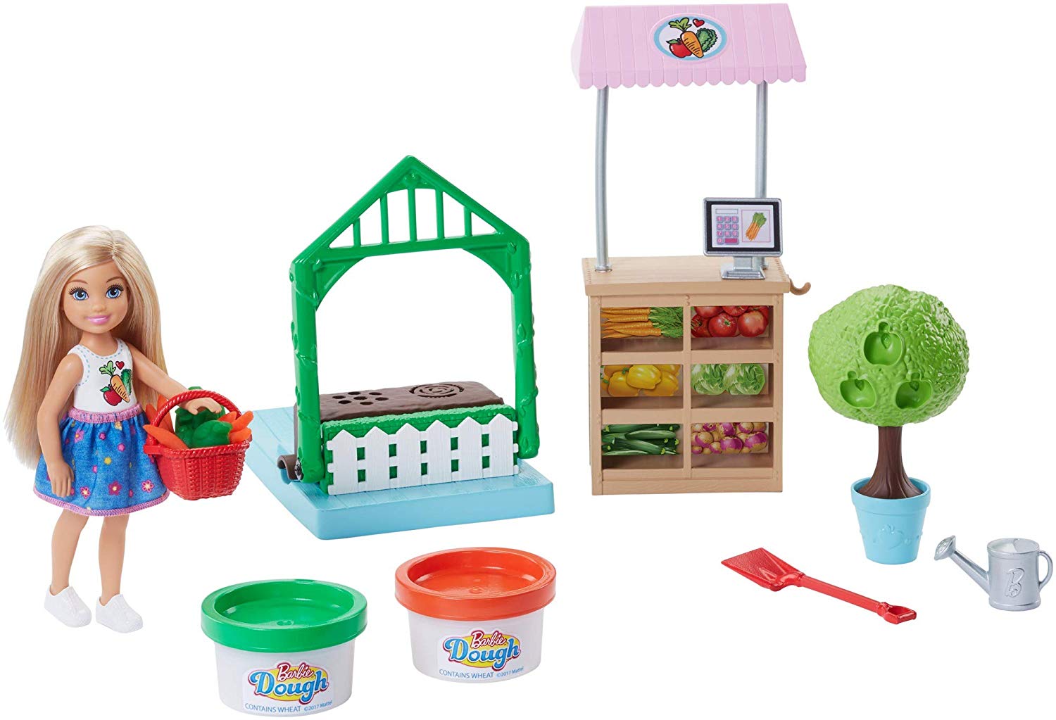 Barbie Careers Chelsea Veggie Garden playset, with playdough and accessories FRH75, Multicolor, Norme