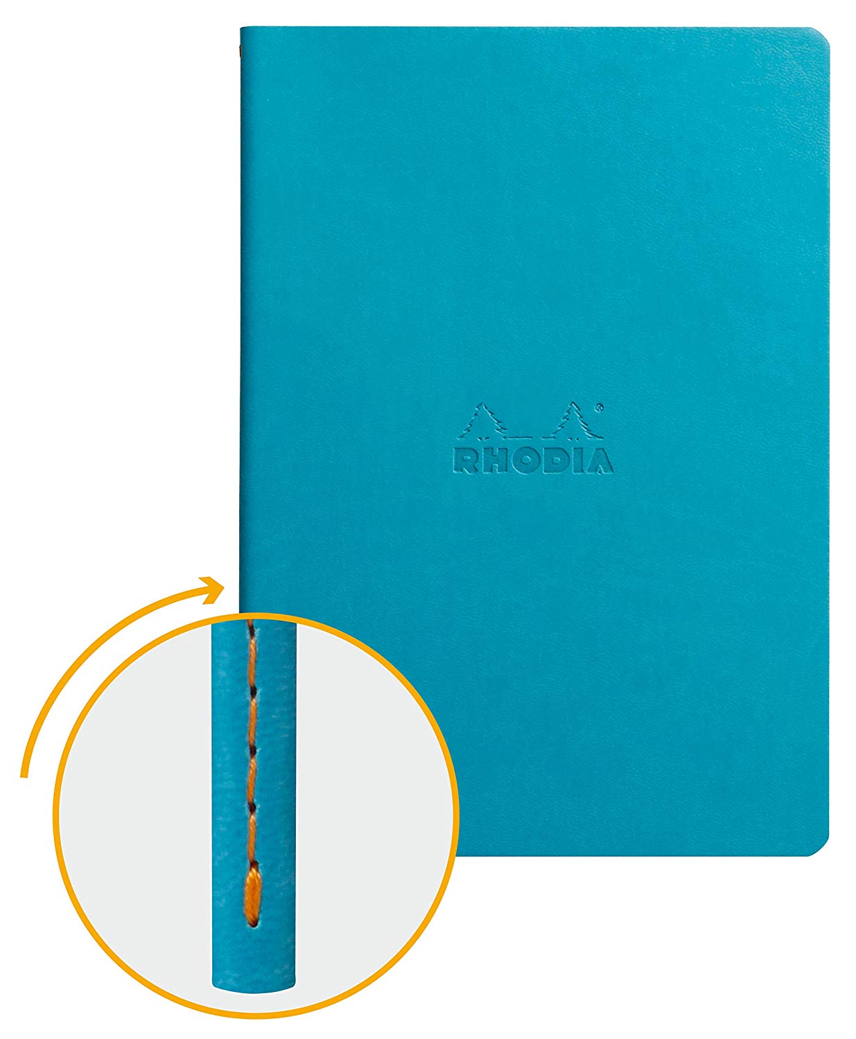 RHODIA 116457C, Turquoise Textile Stitch Soft Notebook, A5, Dot Dot, 64 pages, Ivory Clairefontaine Paper 90 g/m - Image 3