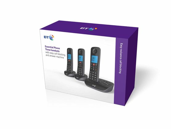 BT Essential Cordless Home Phone with Nuisance Call Blocking and Answering Machine, Trio Handset Pack - Image 3