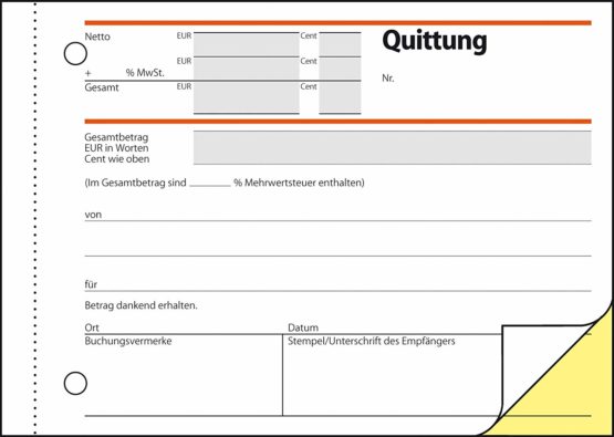 Sigel SD021 Duplicate Invoice Books 'Quittung' ('Invoice') A6 Printed Recto and Verso with Security Print 2 x 40 Sheets Set of 10 [German Import] - Image 2
