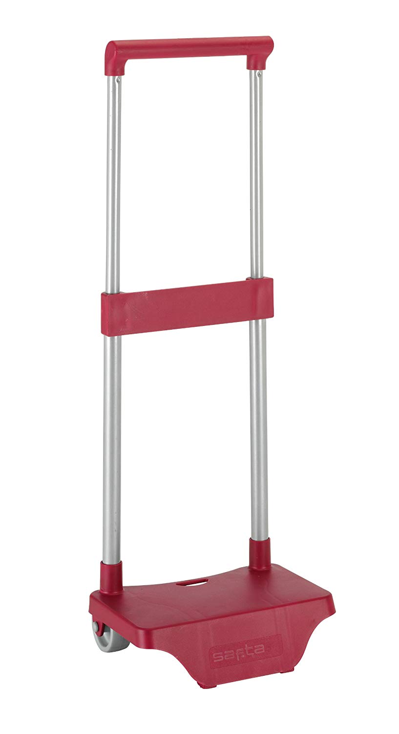 Safta Trolley for school backpacks foldable, light, resistant with extractable grip handle and wheels, Garnet Red, Unica
