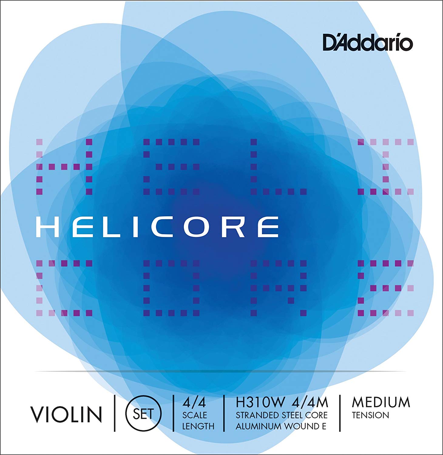 D’Addario Orchestral - Helicore 4/4 Size Violin String Set including Aluminum Wound E String - H310W 4/4M - Medium Tension