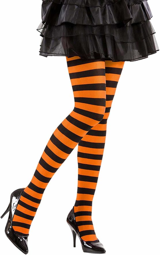 WIDMANN 01267 ? Rigati Tights 70 Denier, One Size Adults, Orange/Black