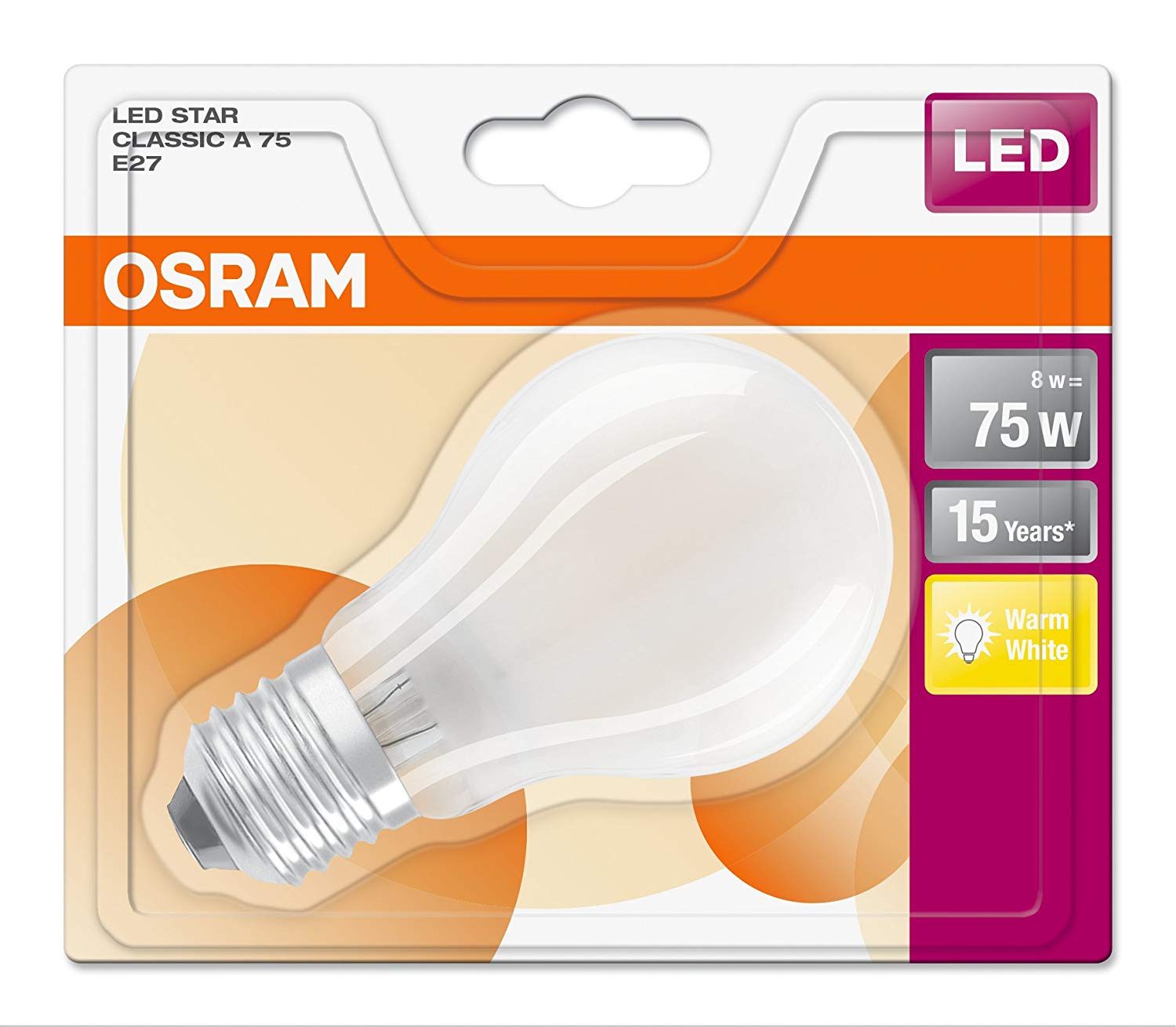 OSRAM LED Star Classic A/LED-lamp in bulb shape with E27-base/not dimmable/replacement for 75 Watt/Matt/warm white - Image 3
