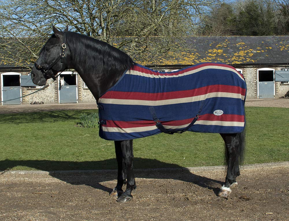 Rhinegold Elite Fleece Rug-5/6-Burgundy Stripe, 5'6"
