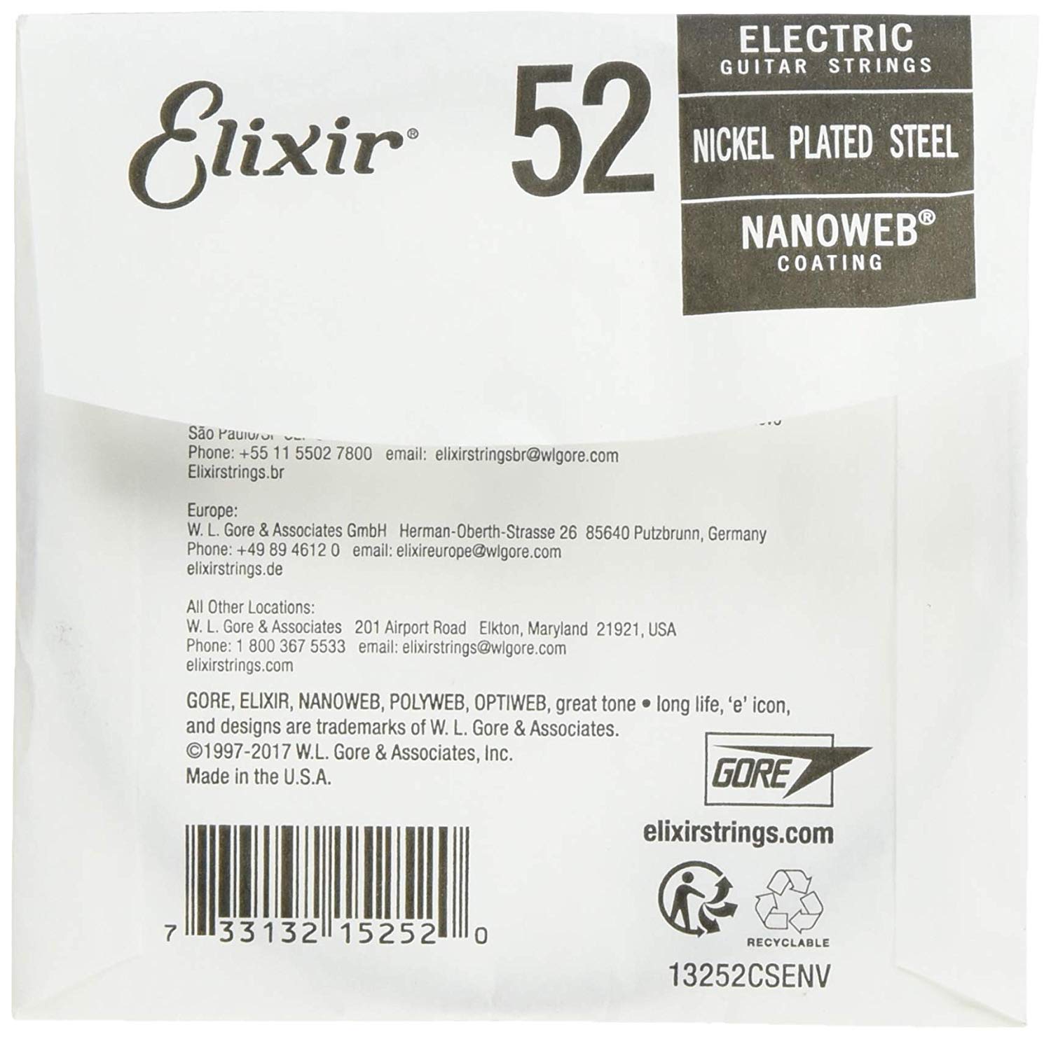 Elixir® Strings Electric Guitar Single String with NANOWEB® Coating (.052), no Colour - Image 2