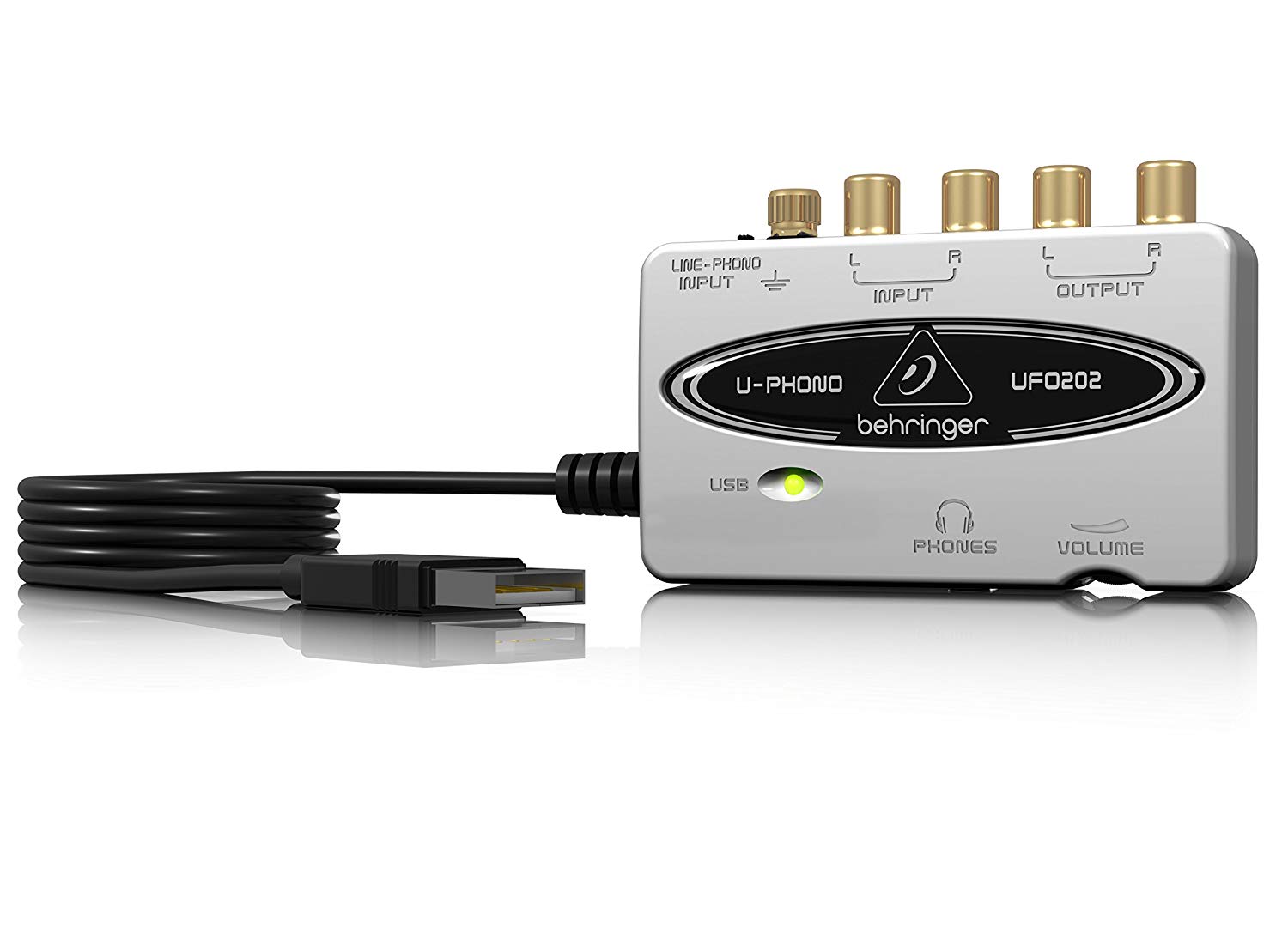 Behringer U-PHONE UFO202 Audiophile USB/Audio Interface with Built-in Phono Preamp for Digitalizing Your Tapes and Vinyl Records