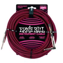 Ernie Ball 25 ft Braided Straight / Angle Instrument Cable - Black / Red
