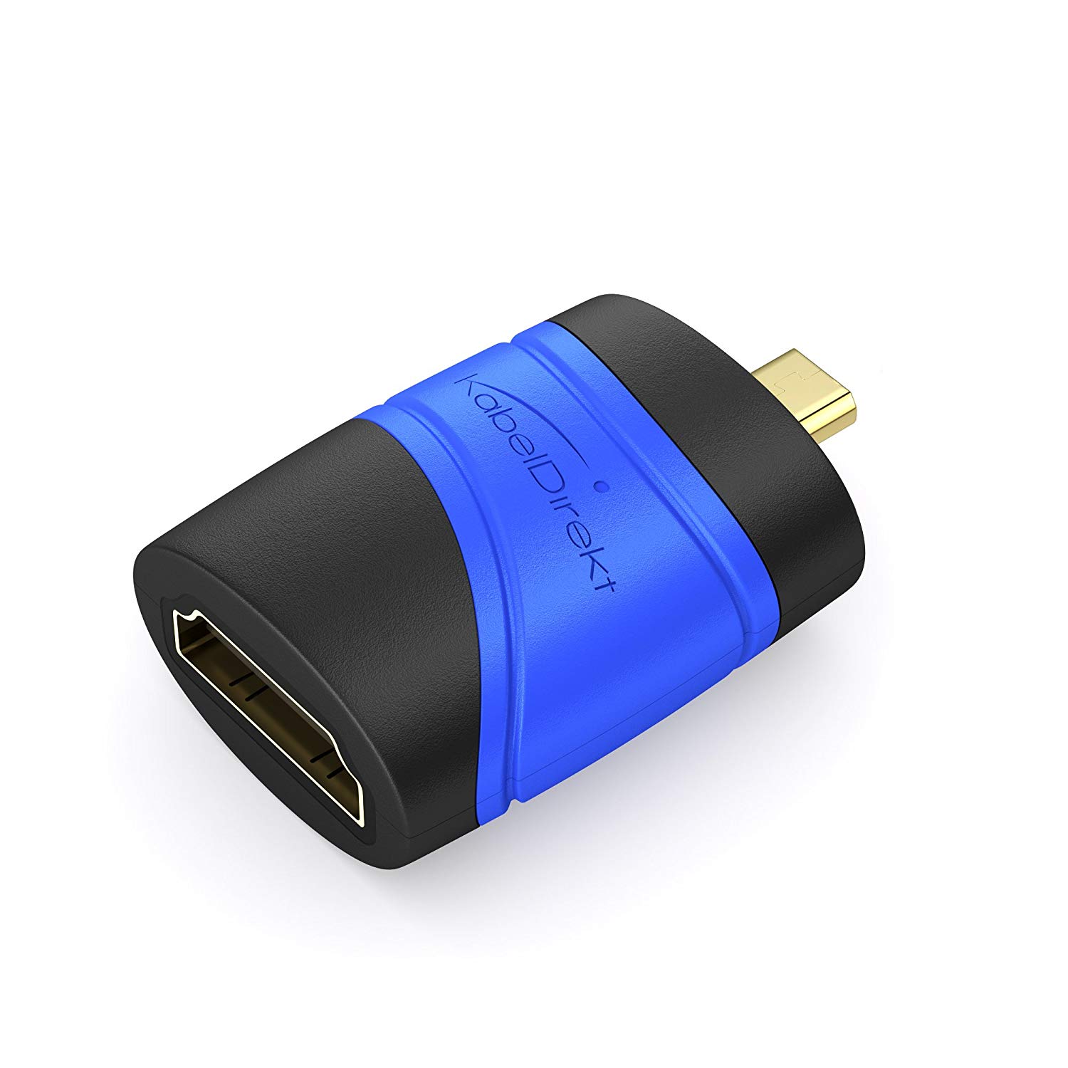 KabelDirekt - Micro HDMI Adapter (HDMI port > Micro HDMI connector), Black/Blue - Image 2