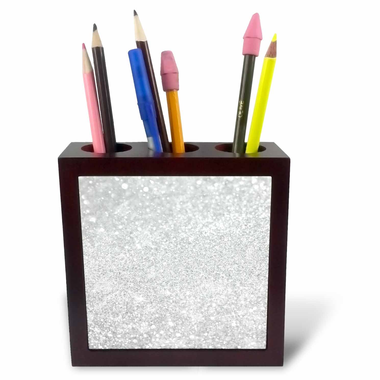 3dRose ph_252114_1 5-Inch "Image of Sparkly Style in Luxury" Tile Pen Holder - Silver