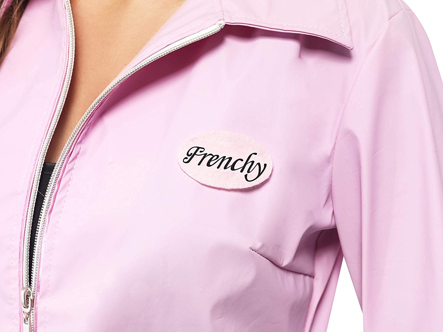 Smiffys Grease Deluxe Pink Ladies Jacket for Adults Pink Jacket with Embroidered Logo and Name Badges, Officially Licensed - Image 3