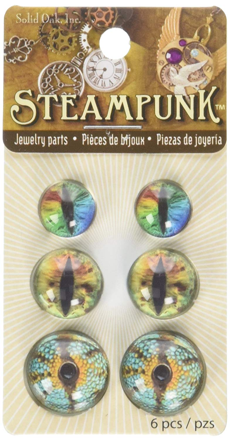 Solid Oak Steampunk Acrylic Accents Dragon Eyes Brights, Multicoloured, 0.27 x 1.9 x 3.4 cm, Multicolor