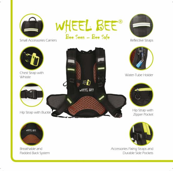 Wheel-Bee bike backpack Stelvio Black, with integrated LED light for maximum visibility and security, 18 ltr Capacity, various compartments, great carrying system, USB port, rain cover, 950019 - Image 4