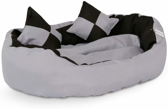 dibea Warm Basket Tearproof/Waterproof Cushion Dog/Cat Bed with Pillow, 65 x 50 x 20 cm, Black/Grey - Image 4