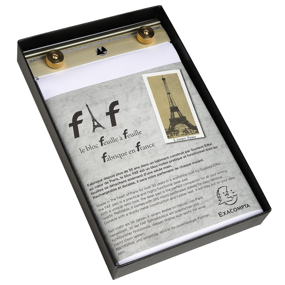 Exacompta, Ref 12114E, FAF Desk Pad No.4, 210 x 135mm in Size, Refillable with Recharge Pads, Stable When Writing