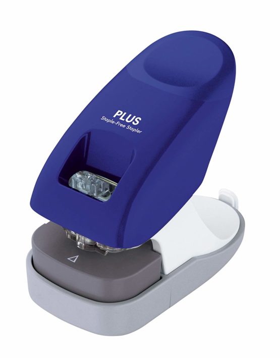 PLUS Japan, Staple-Free Stapler Desktop Model Blue, 10 sheet capacity, 1 piece pack (1 x 1 Stapler)