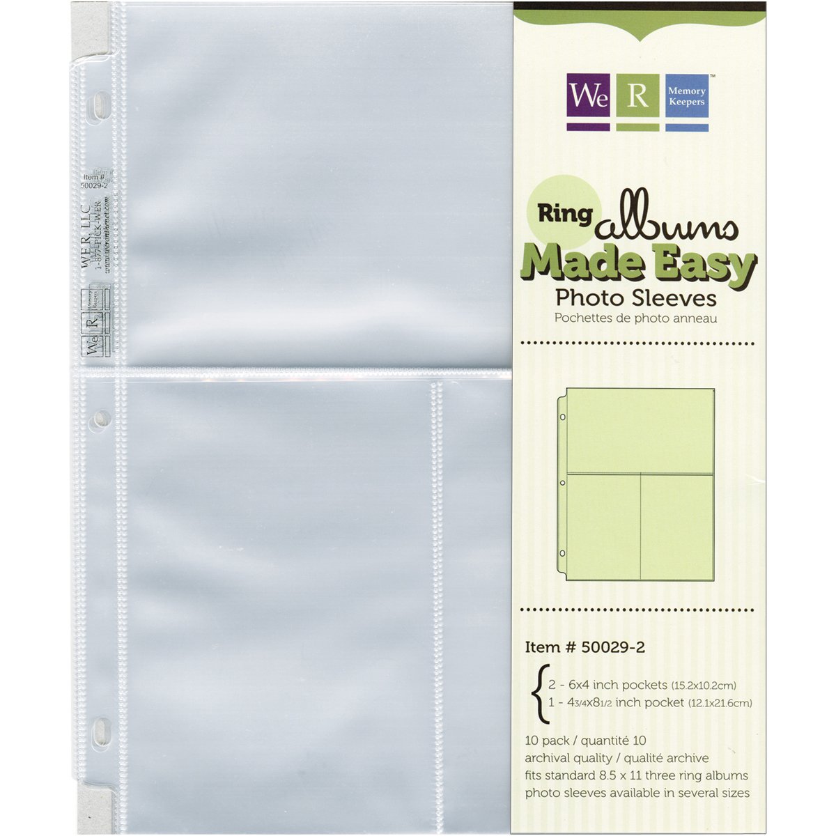 We R Memory Keepers We R Ring Photo Sleeves 8.5 11 10/Pakage Two 6 X 4-inch Pockets, Acrylic, Multicolour, 0.38x24.13x29.21 cm - Image 2