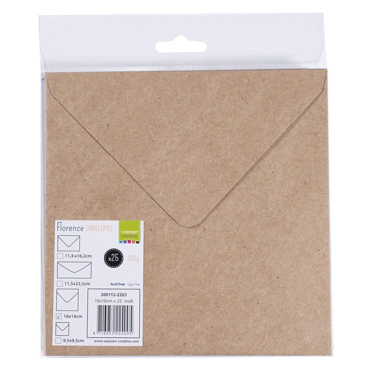 Vaessen Creative Large Square Florence Envelopes for Greeting Cards Kraft, Set of 25, Matching Cards Available - Image 4