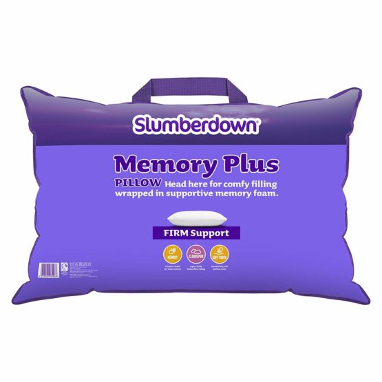 Slumberdown Memory Plus White Pillow Firm Support Designed for Back and Side Sleepers Bed Pillows - Image 3