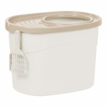 Iris Ohyama, Cat litter tray with perforated lid, no odor & litter spill, large entrance ø 22.9 cm, scoop included, for cat - Top Entry Cat Litter Box TECL-20 - White