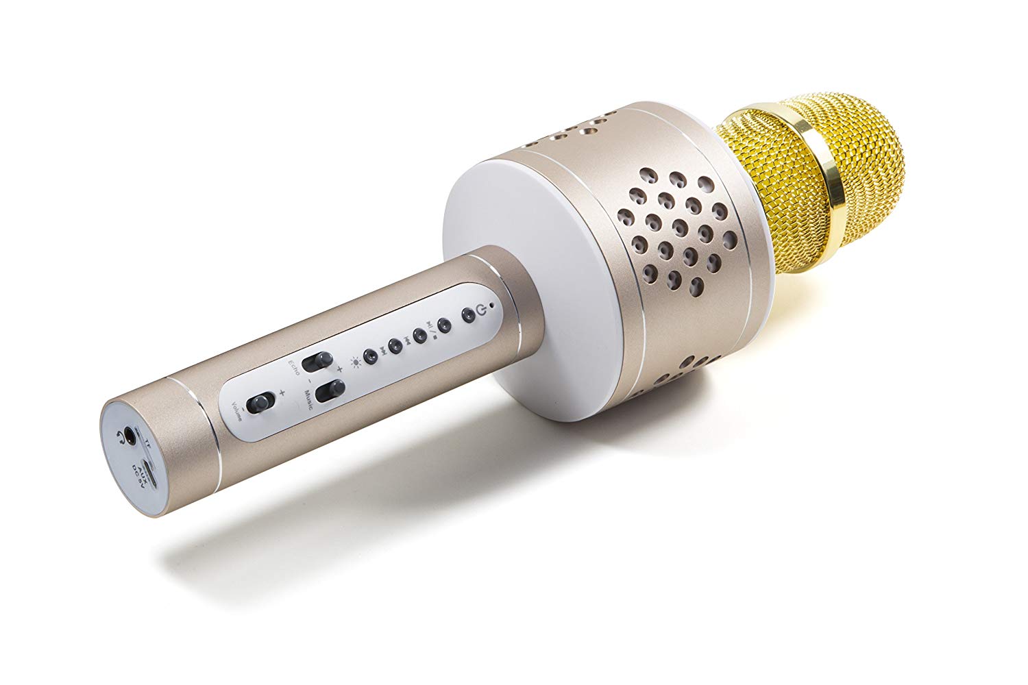 MusicMan 4611 Karaoke Microphone Pro BT X35 (Bluetooth, Compatible with Smartphone, iPhone TWS Function) Gold/Silver - Image 3