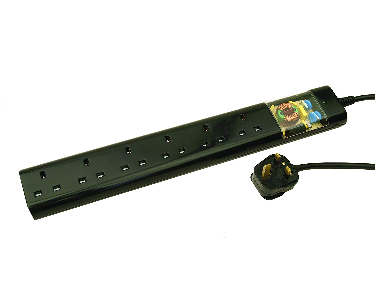 CS947 Tacima 6 Way Mains Conditioner with Surge Protection, black