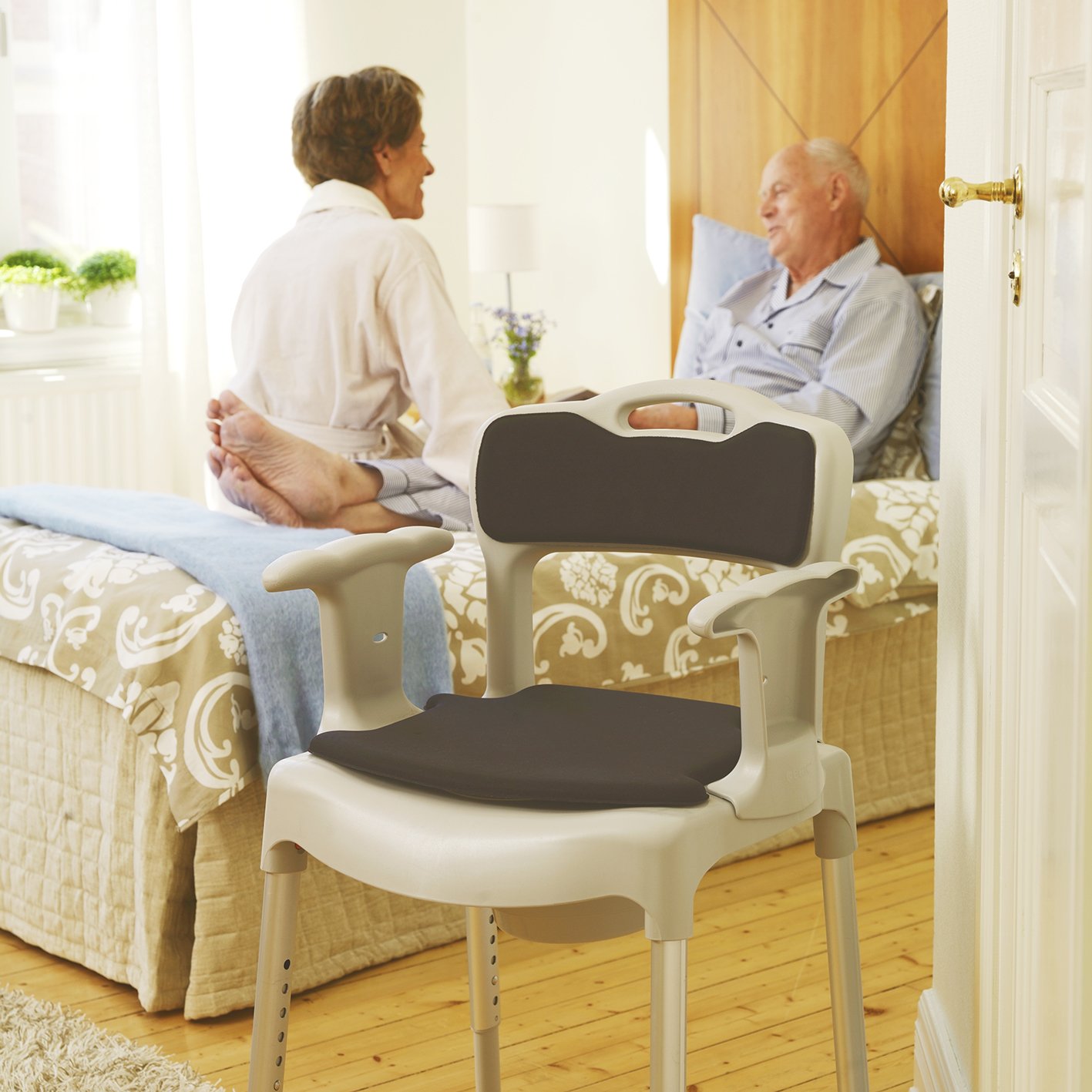 Etac Swift Commode Toilet Chair Bedside Seat, Height Adjustable, Foldable Toilet Seat for Elderly and Disabled, Lightweight - Image 4