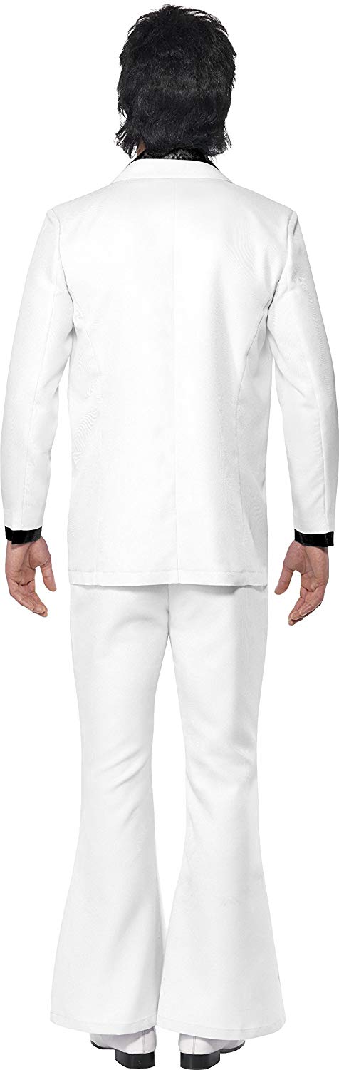 Smiffys 70s Suit Costume, White Jacket with Mock Shirt, Waistcoat & Trousers, 1970's Disco Fancy Dress, 1970s Dress Up Costumes - Image 4