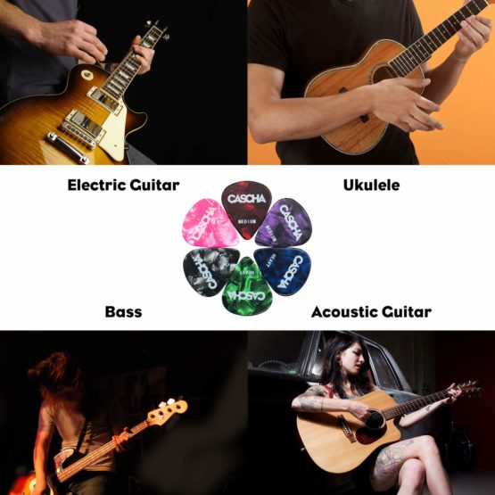 CASCHA Guitar picks set of 12 - plectrum for acoustic guitar electric guitar ukulele bass - high-quality picks in 3 thicknesses - made of abrasion-resistant celluloid - pick set 12 pieces - Image 4