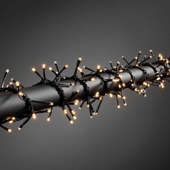 Konstsmide 3734-100 Micro LED Cluster Fairy Lights for Outdoor Use (IP44) Battery Operated 4xD 1.5 V (Exclusive) with Light Sensor, 6h and 9h Timer / 240 Warm White Diodes / Black Cable - Image 2