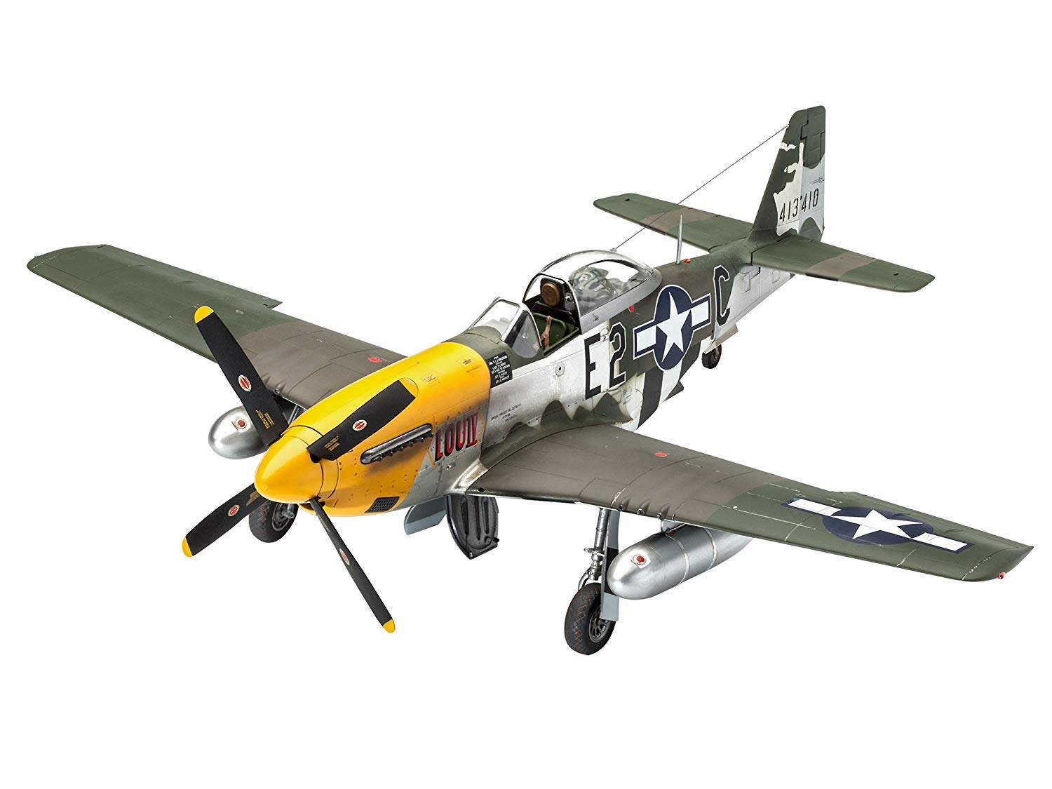 Revell 03944 P-51D-5NA Mustang (early version) 1:32 Scale Unbuilt/Unpainted Plastic Model Kit, Green, Brown, Grey, Miniature - Image 3