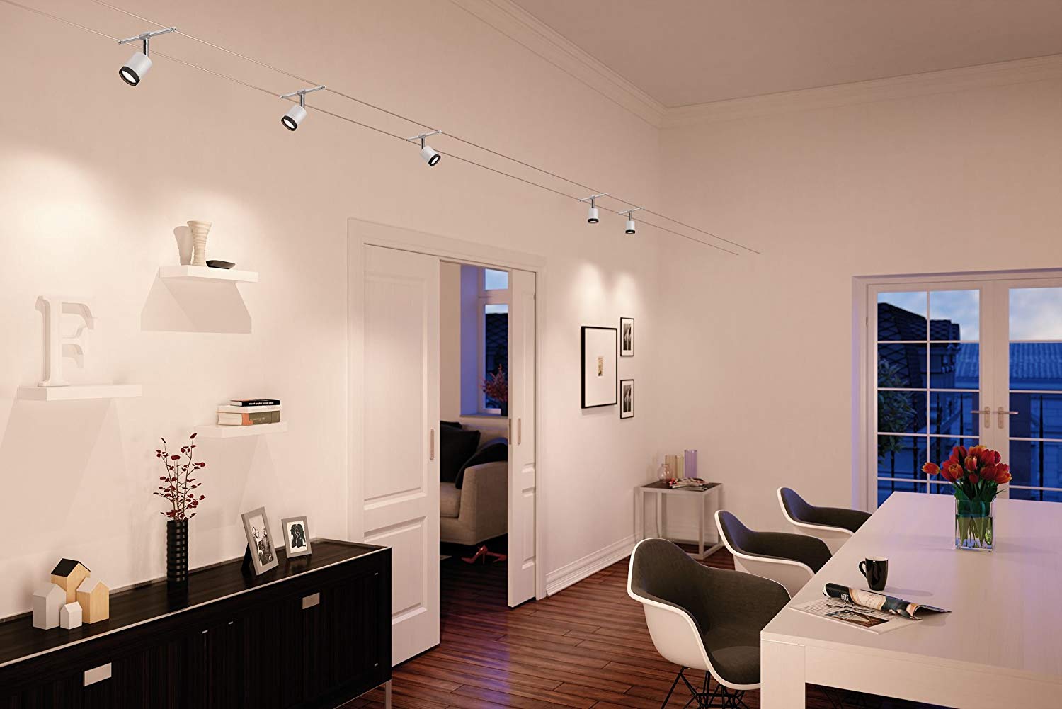 Paulmann 3981 TubeLED Wire System Spot Lights, Tension Wire Lighting w/ 5 Pendant Lights - Image 3