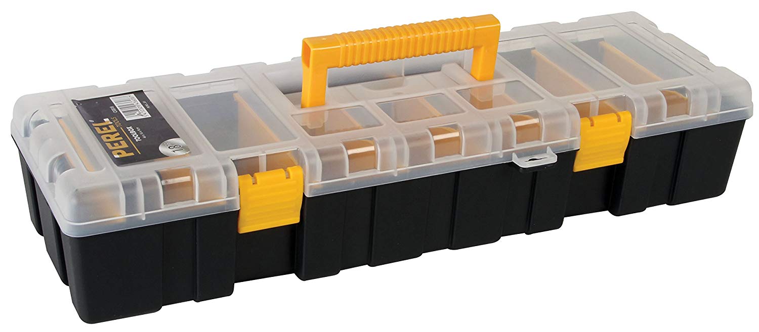 Perel OSB18 18-Inch Plastic Storage Box, Black, White, 46 x 16 x 9 cm - Image 2