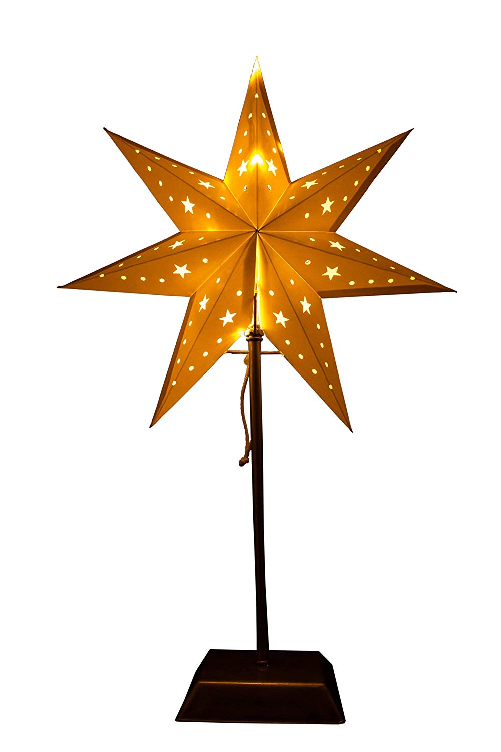 Best Season SA00049 LED Stand Star Metal / Paper / Plastic White 14 x 34 x 55 cm, 14.0 x 34.0 x 55.0 cm